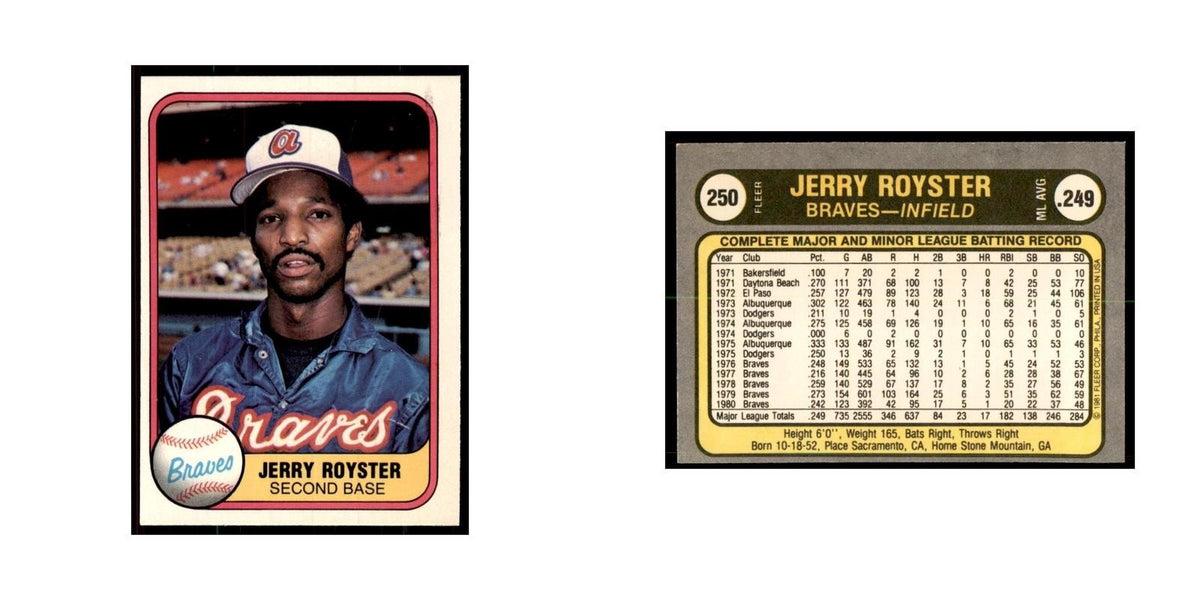 1981 Fleer Jerry Royster Baseball Cards #250