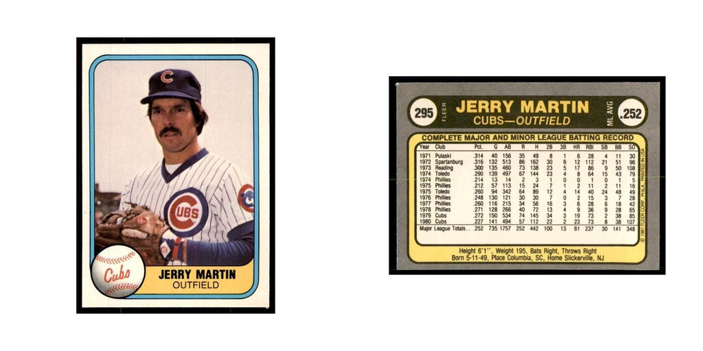 1981 Fleer Jerry Martin Baseball Cards #295