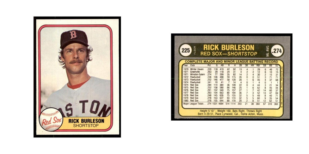 1981 Fleer Rick Burleson Baseball Cards #225