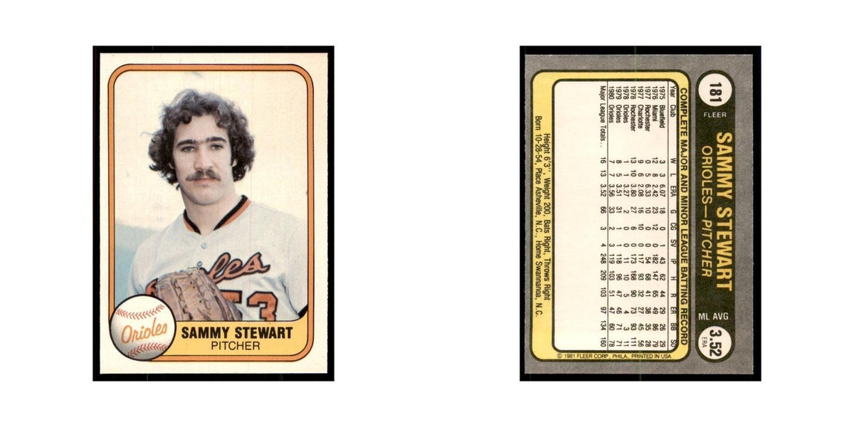 1981 Fleer Sammy Stewart Baseball Cards #181