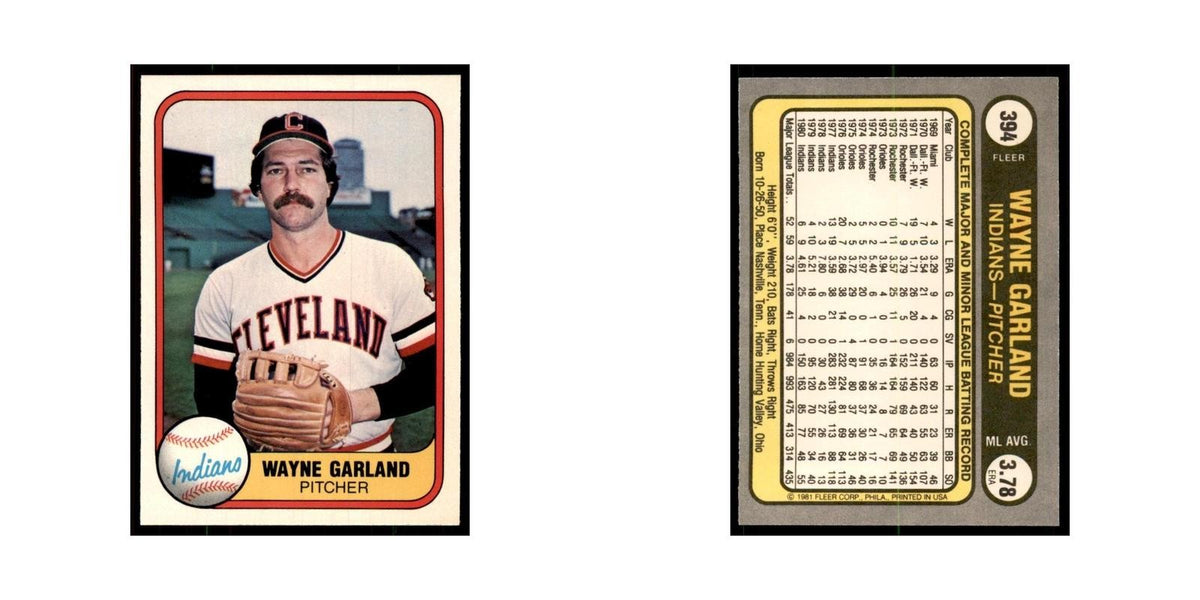 1981 Fleer Wayne Garland Baseball Cards #394