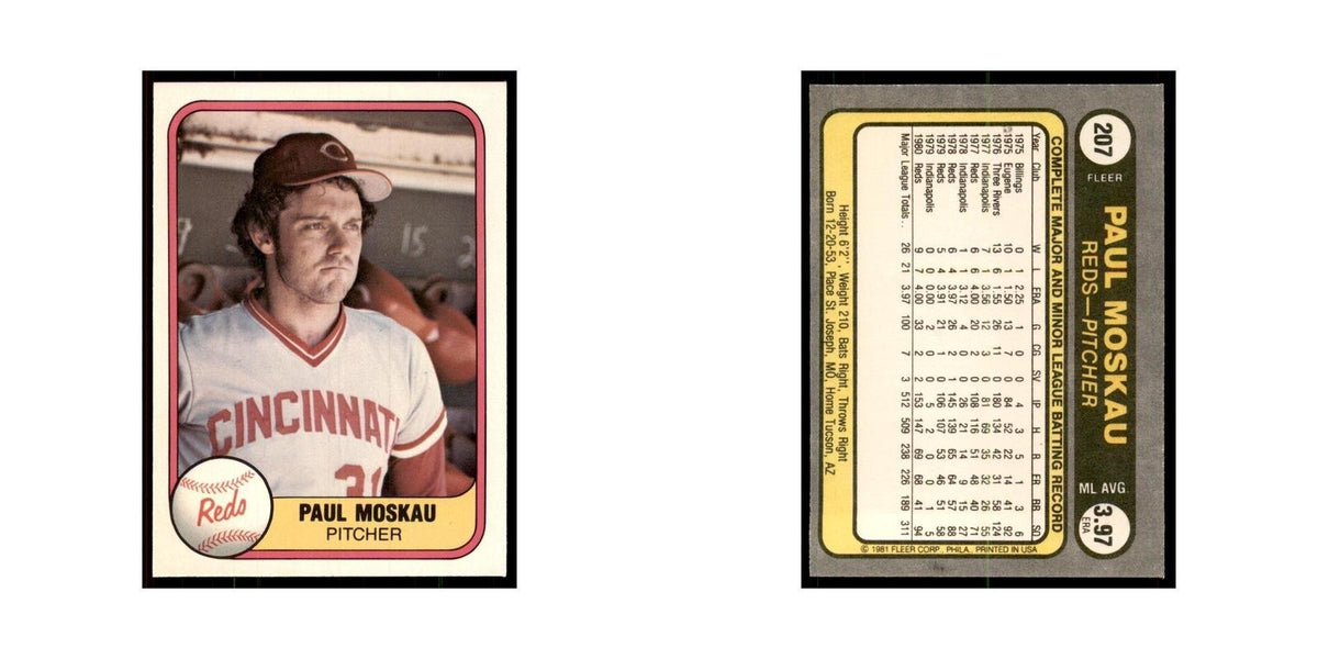 1981 Fleer Paul Moskau Baseball Cards #207