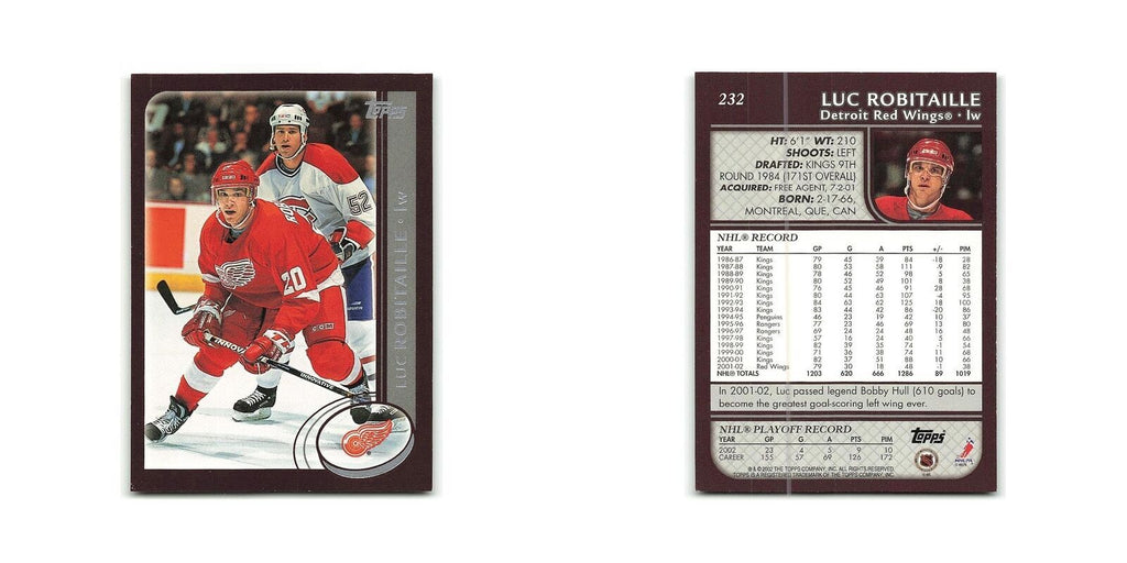 Luc Robitaille 2002 Topps #232 Detroit Red Wings Hockey Card NM