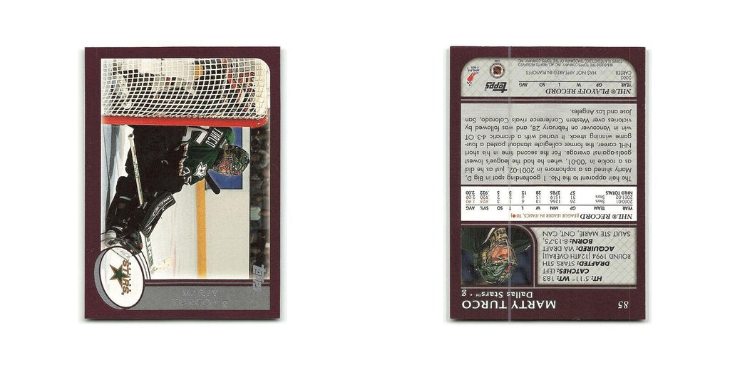 Marty Turco 2002 Topps #85 Dallas Stars Hockey Card NM
