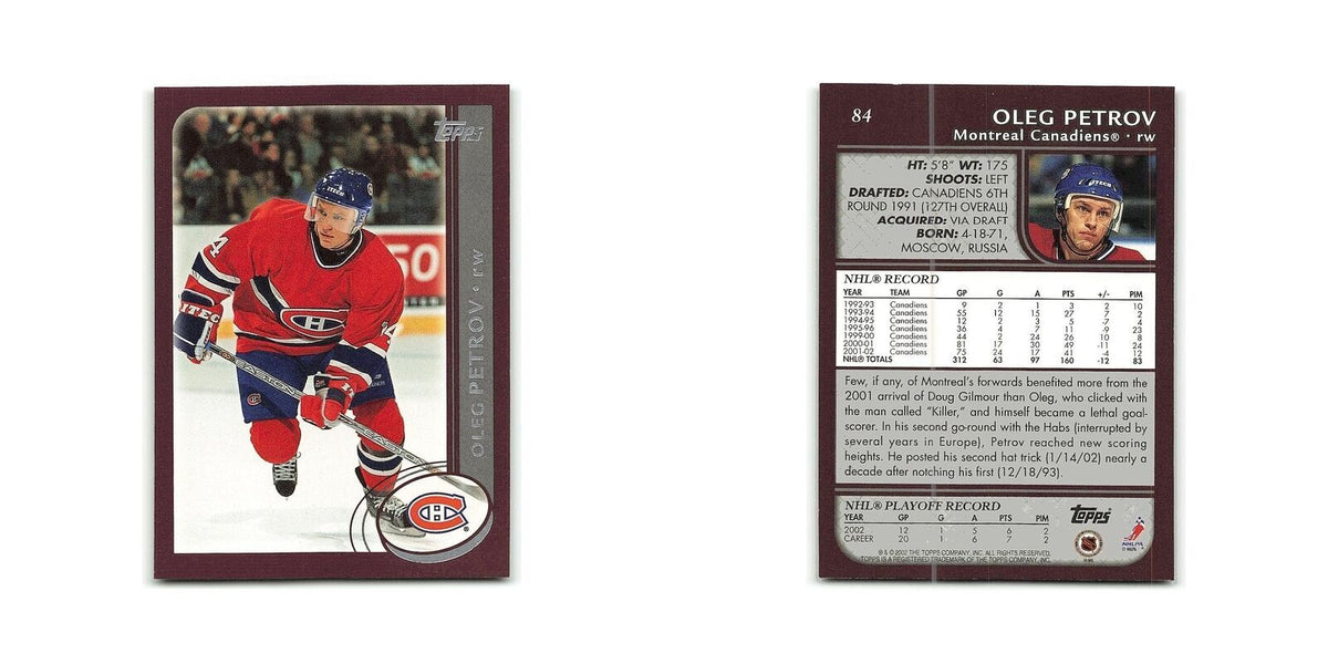 Oleg Petrov 2002 Topps #84 Montreal Canadiens Hockey Card NM