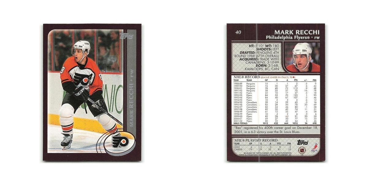 Mark Recchi 2002 Topps #40 Philadelphia Flyers Hockey Card NM