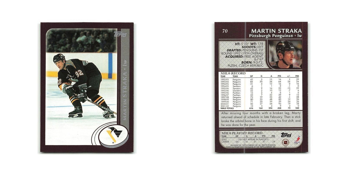 Martin Straka 2002 Topps #70 Pittsburgh Penguins Hockey Card NM