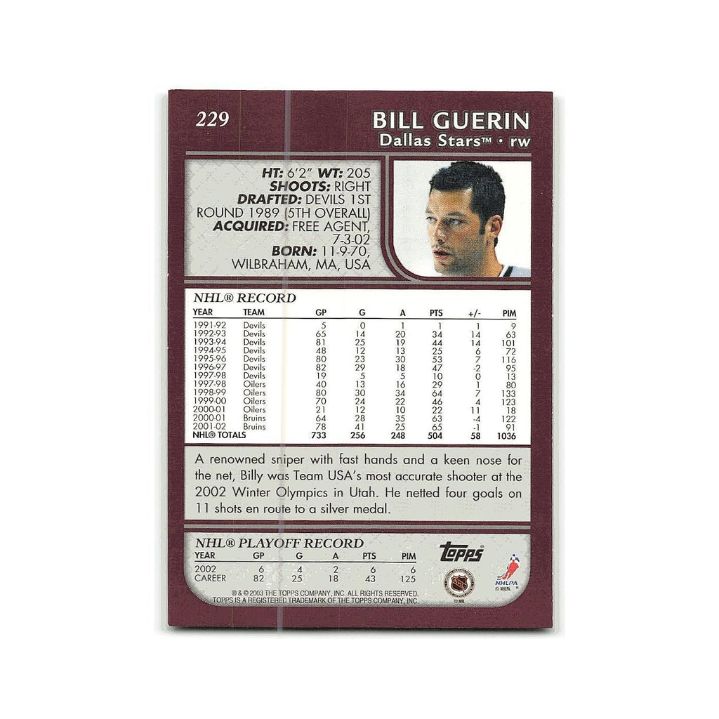 Bill Guerin 2002 Topps #229 Boston Bruins Hockey Card NM