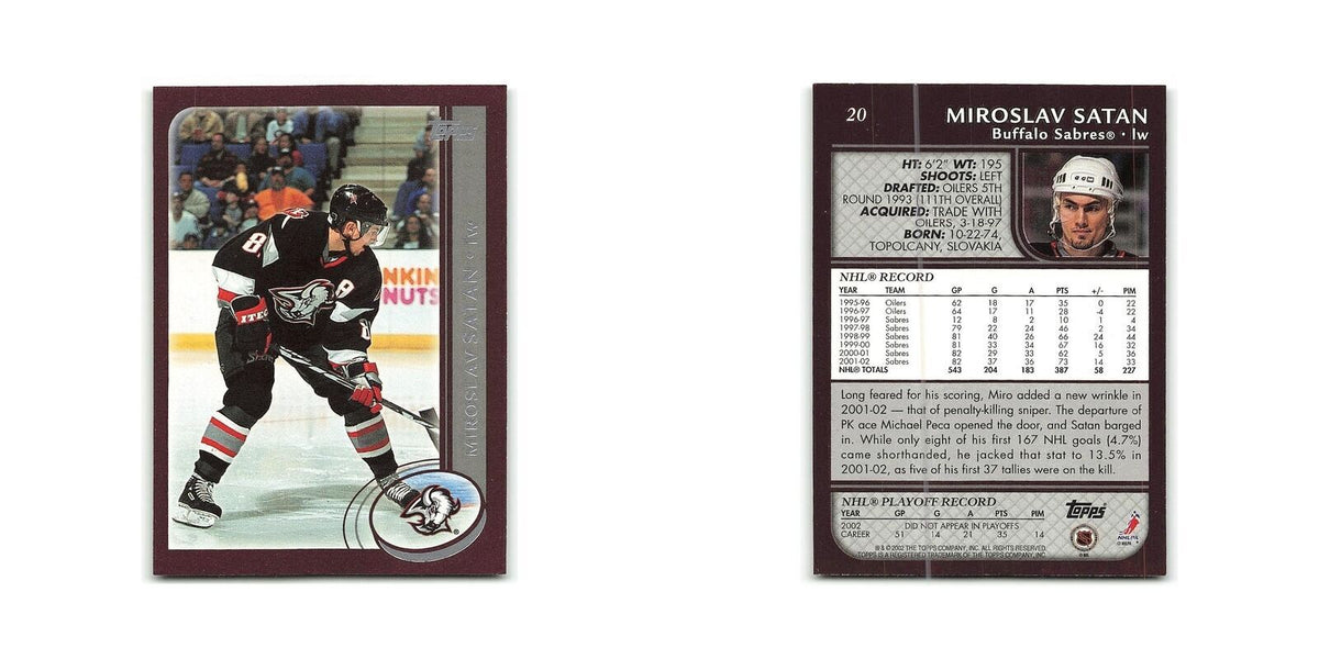 Miroslav Satan 2002 Topps #20 Buffalo Sabres Hockey Card NM