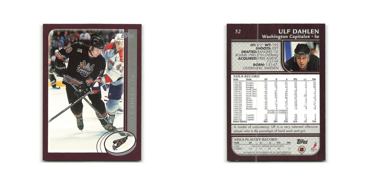 Ulf Dahlen 2002 Topps #52 Washington Capitals Hockey Card NM