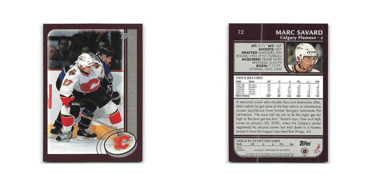 Marc Savard 2002 Topps #72 Calgary Flames Hockey Card NM