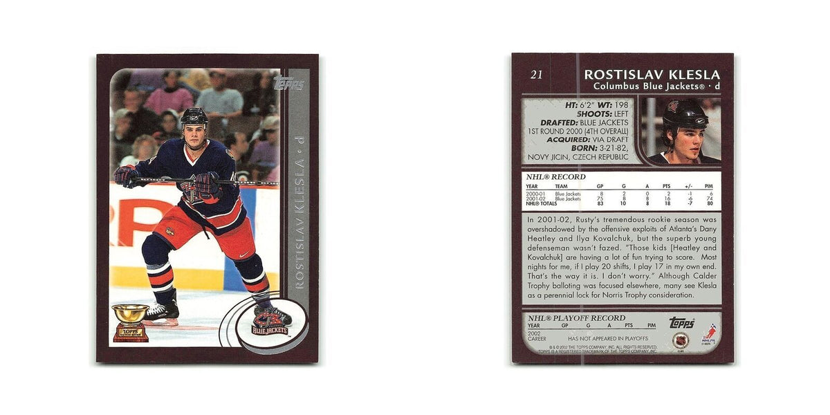 Rostislav Klesla 2002 Topps #21 Columbus Blue Jackets Hockey Card NM