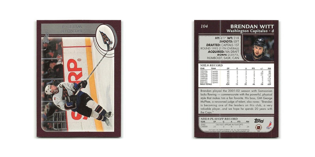 Brendan Witt 2002 Topps #104 Washington Capitals Hockey Card NM