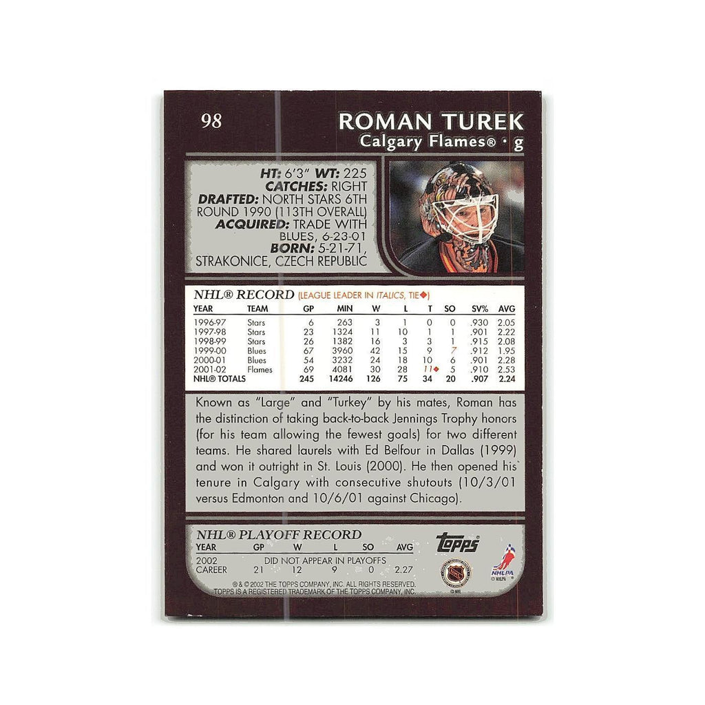 Roman Turek 2002 Topps #98 Calgary Flames Hockey Card NM