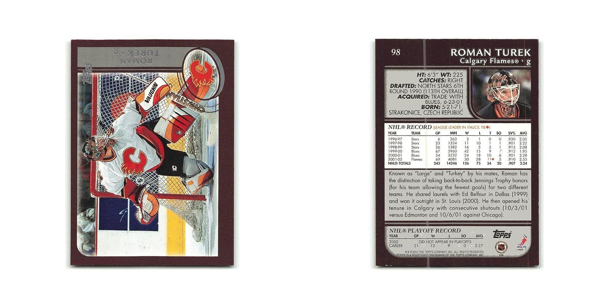 Roman Turek 2002 Topps #98 Calgary Flames Hockey Card NM