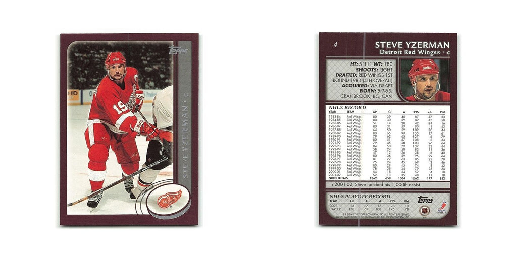Steve Yzerman 2002 Topps #4 Detroit Red Wings Hockey Card NM