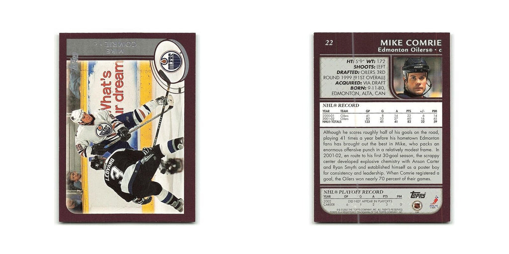 Mike Comrie 2002 Topps #22 Edmonton Oilers Hockey Card NM
