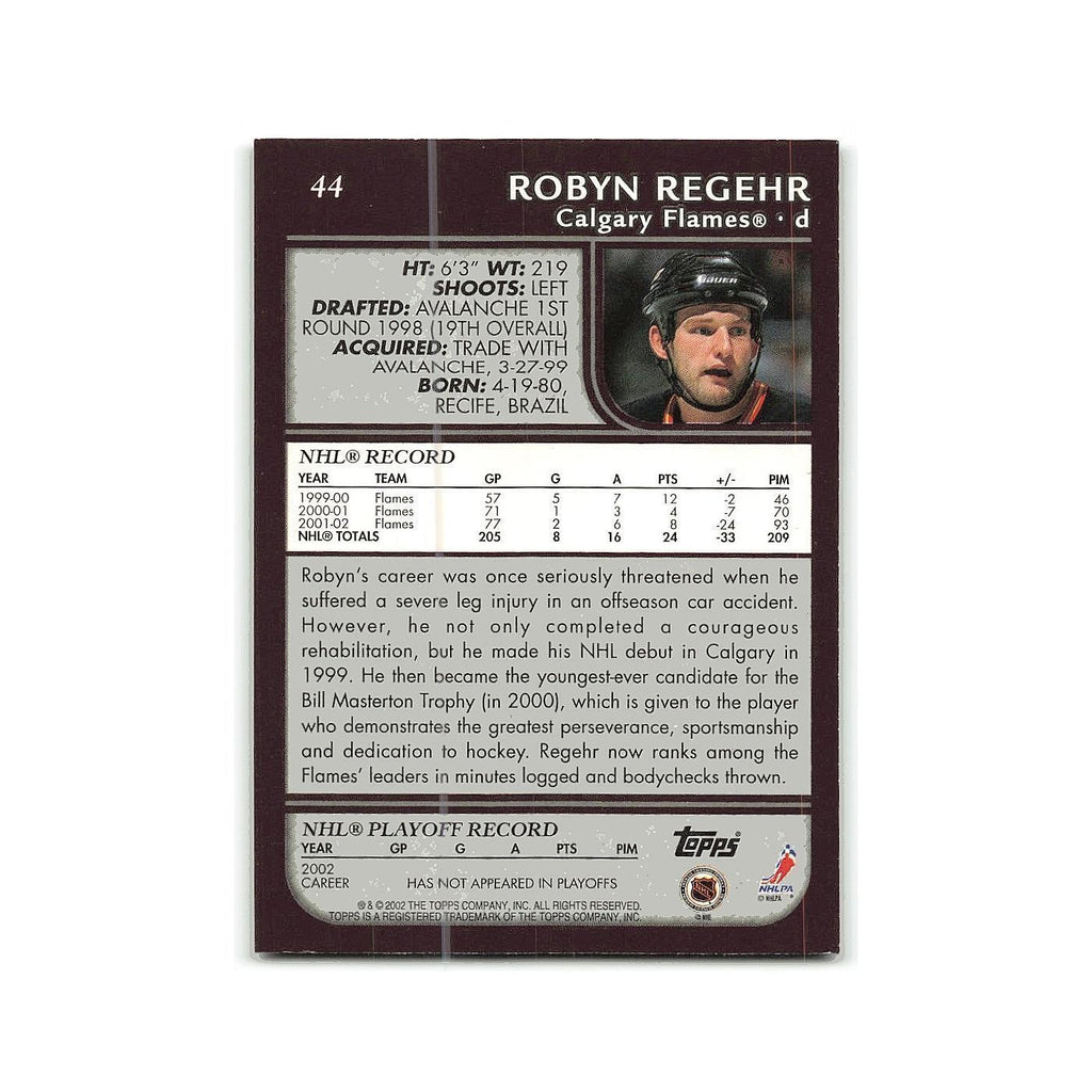 Robyn Regehr 2002 Topps #44 Calgary Flames Hockey Card NM