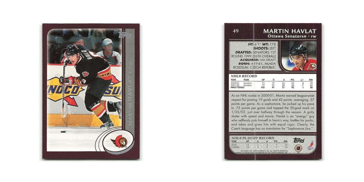 Martin Havlat 2002 Topps #49 Ottawa Senators Hockey Card NM