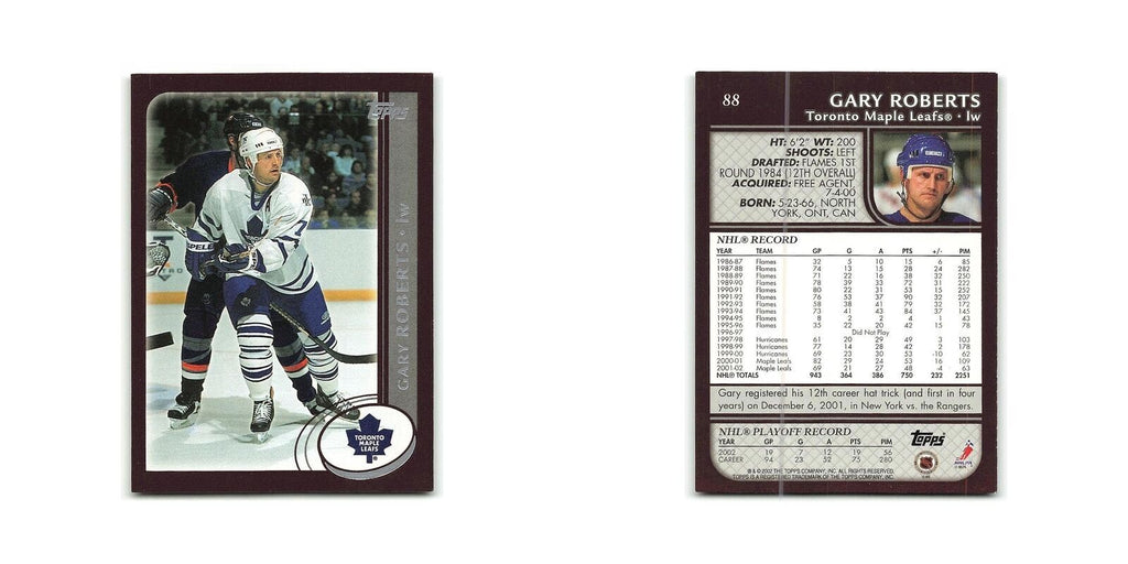 Gary Roberts 2002 Topps #88 Toronto Maple Leafs Hockey Card NM