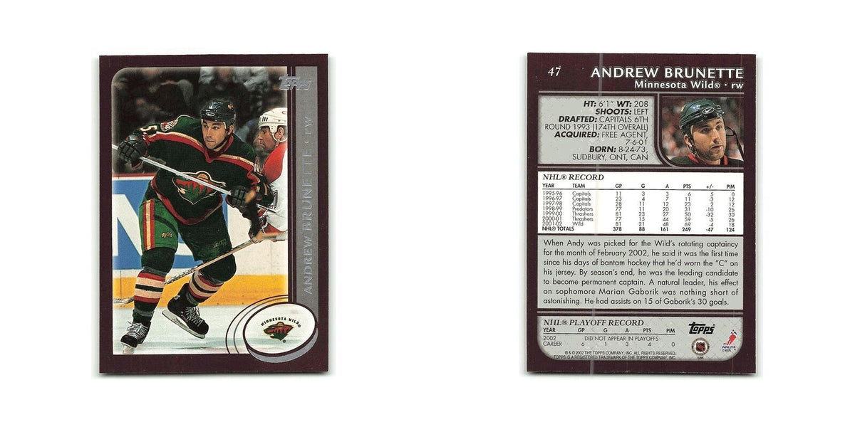 Andrew Brunette 2002 Topps #47 Minnesota Wild Hockey Card NM