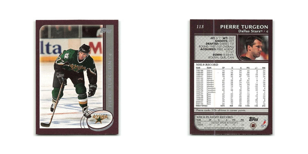 Pierre Turgeon 2002 Topps #113 Dallas Stars Hockey Card NM