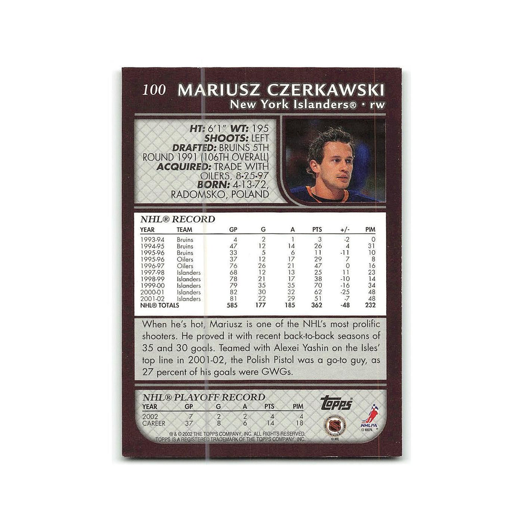Mariusz Czerkawski 2002 Topps #100 New York Islanders Hockey Card NM