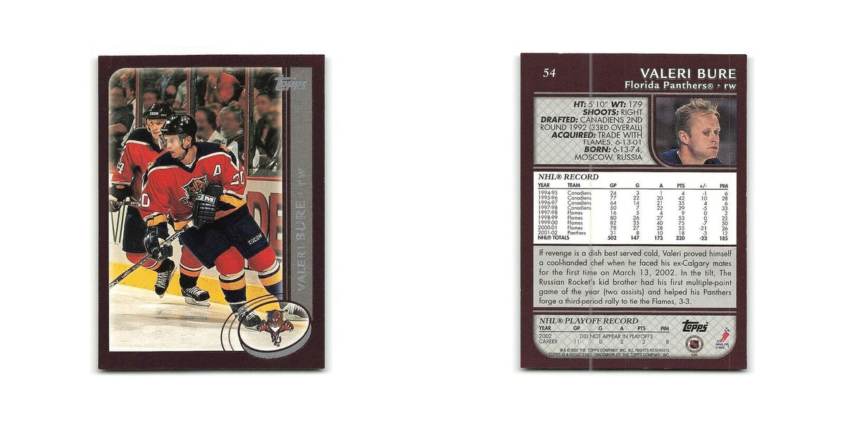 Valeri Bure 2002 Topps #54 Florida Panthers Hockey Card NM