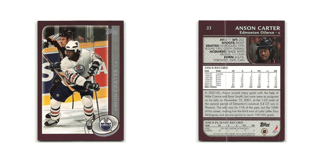 Anson Carter 2002 Topps #33 Edmonton Oilers Hockey Card NM