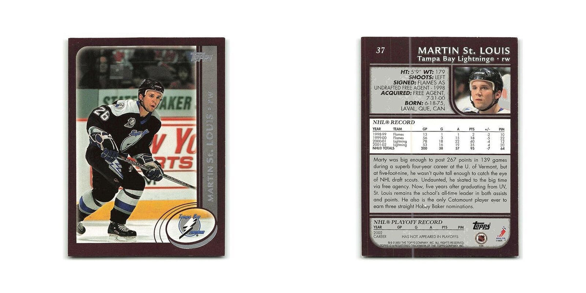 Martin St. Louis 2002 Topps #37 Tampa Bay Lightning Hockey Card NM