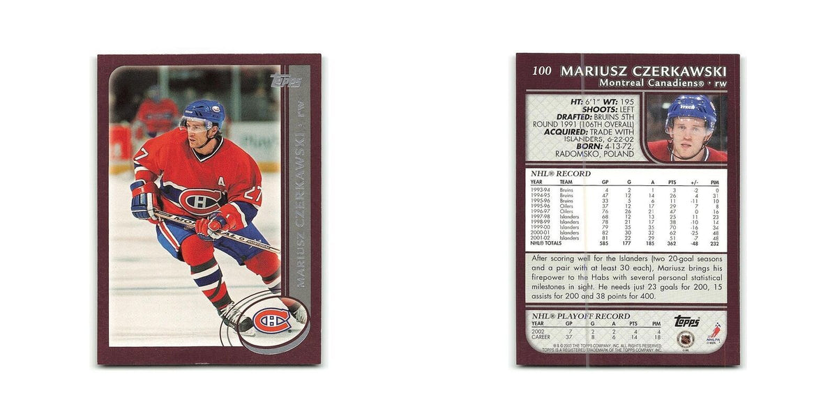 Mariusz Czerkawski 2002 Topps #100 New York Islanders Hockey Card NM