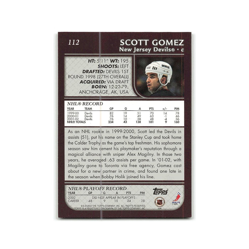 Scott Gomez 2002 Topps #112 New Jersey Devils Hockey Card NM