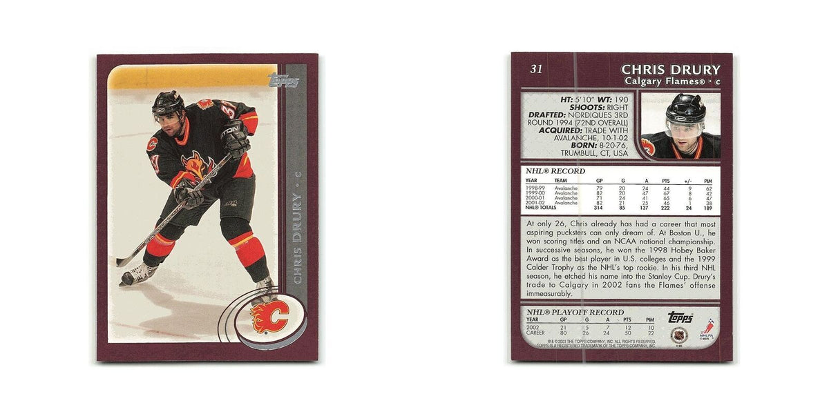 Chris Drury 2002 Topps #31 Colorado Avalanche Hockey Card NM