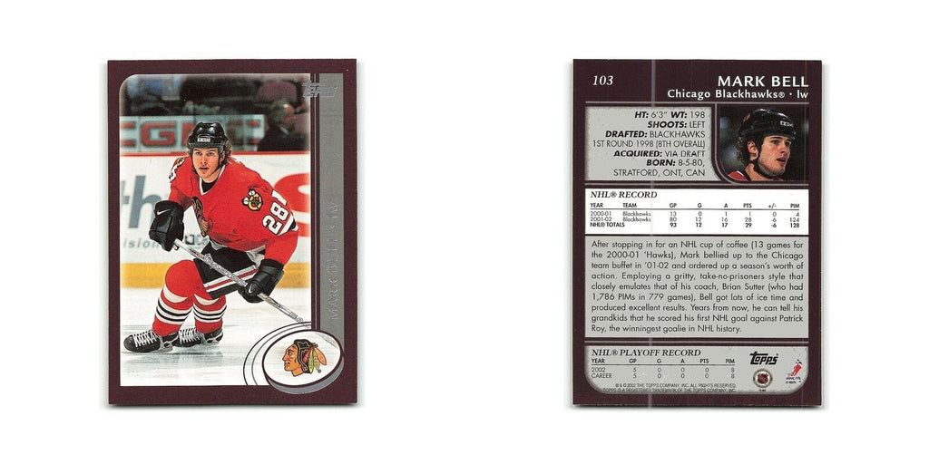 Mark Bell 2002 Topps #103 Chicago Blackhawks Hockey Card NM