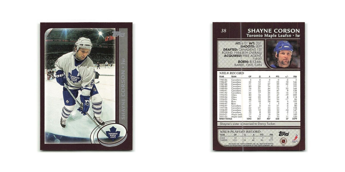 Shayne Corson 2002 Topps #38 Toronto Maple Leafs Hockey Card NM