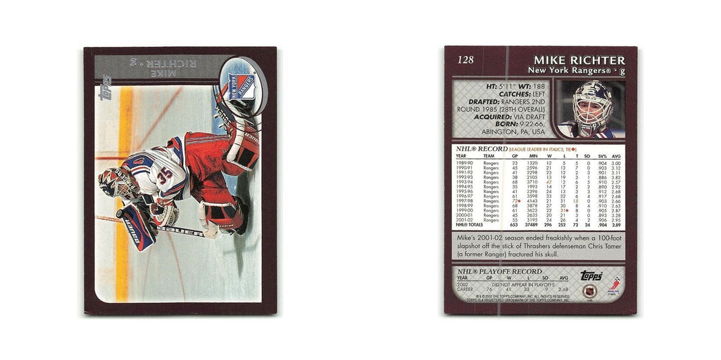 Mike Richter 2002 Topps #128 New York Rangers Hockey Card NM