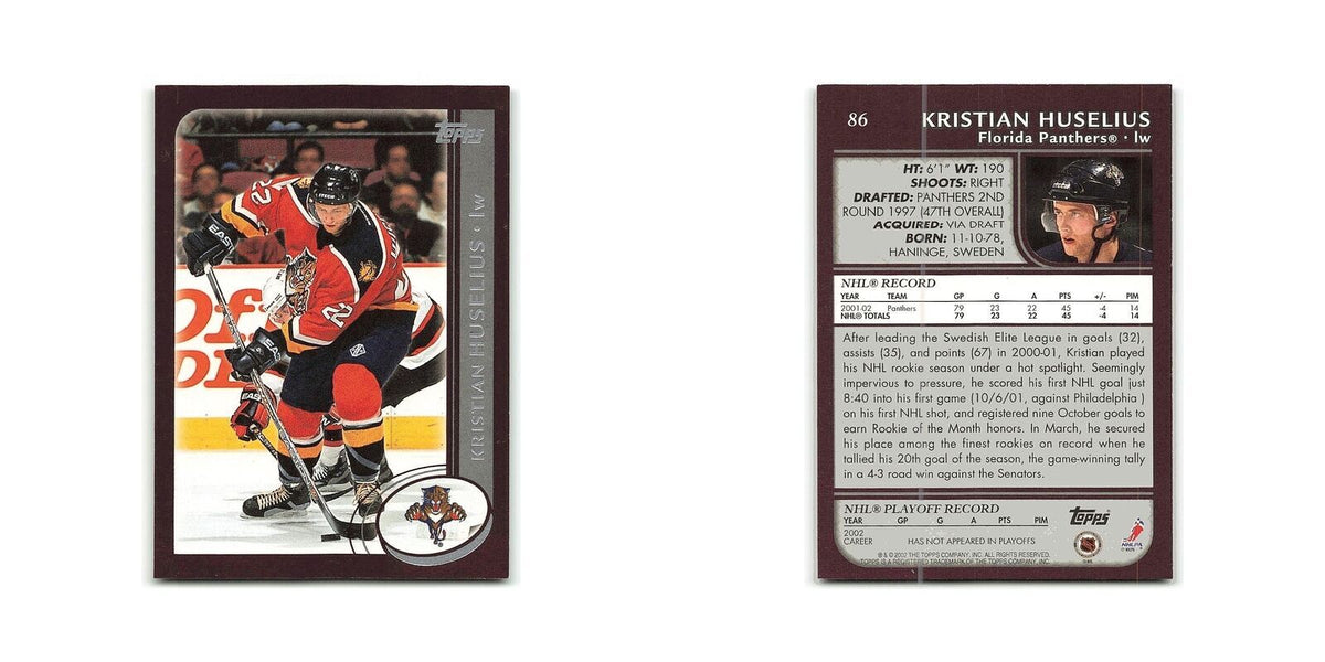 Kristian Huselius 2002 Topps #86 Florida Panthers Hockey Card NM