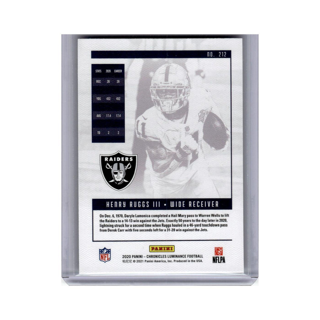Henry Ruggs III Rookie 2020 Panini Chronicles Luminance #212 Raiders NM