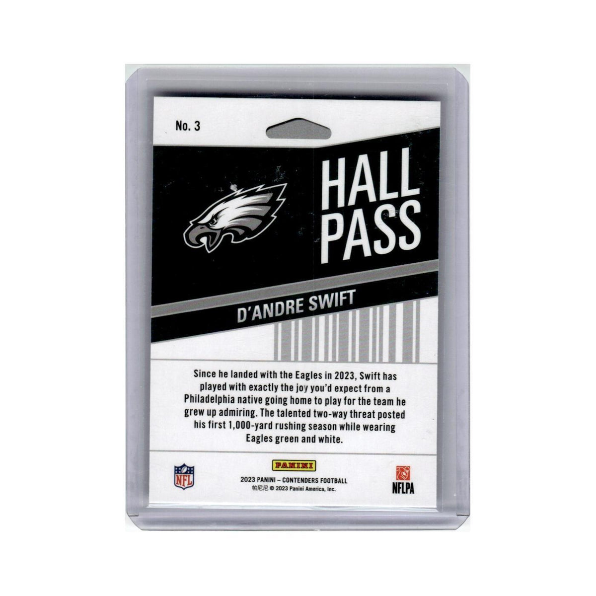 D'Andre Swift 2023 Panini Contenders Hall Pass #3 Philadelphia Eagles NM