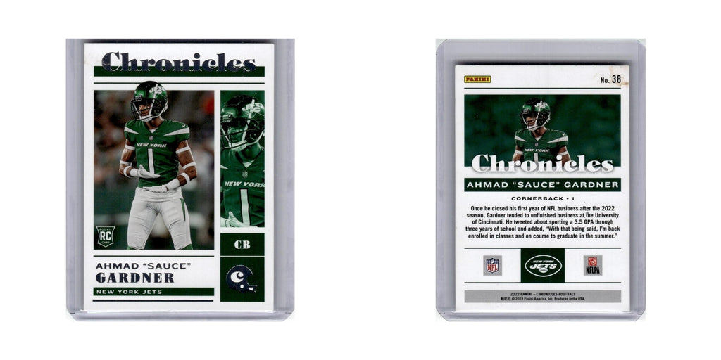 Ahmad Sauce Gardner Rookie 2022 Panini Chronicles #38 New York Jets NM