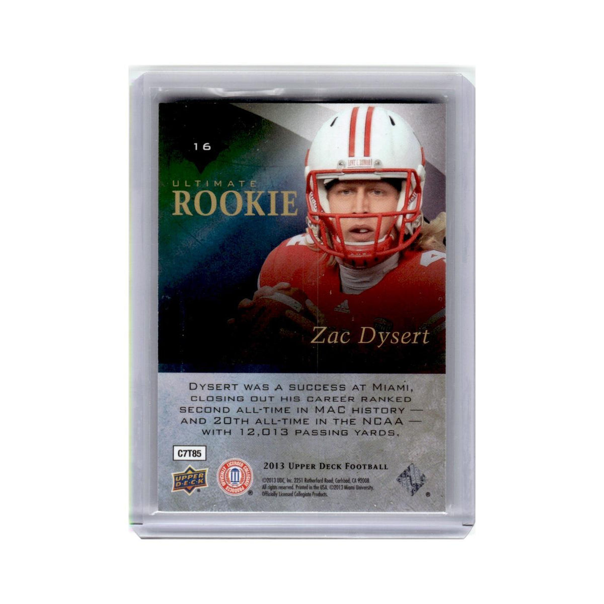 Zac Dysert #/525 2013 Upper Deck Ultimate Rookies #16 Miami Ohio RedHawks NM