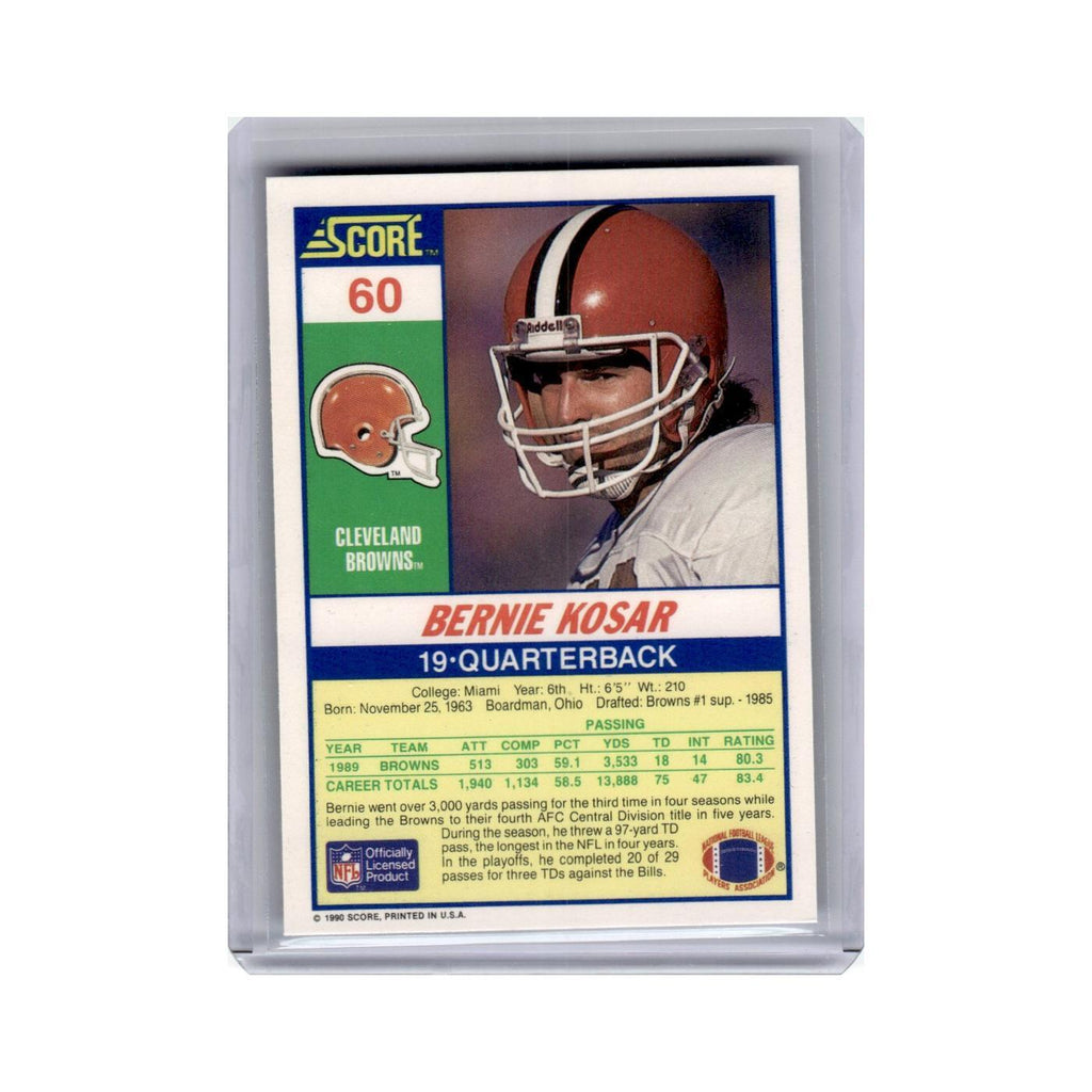 Bernie Kosar 1990 Score #60 Cleveland Browns Football Card NM