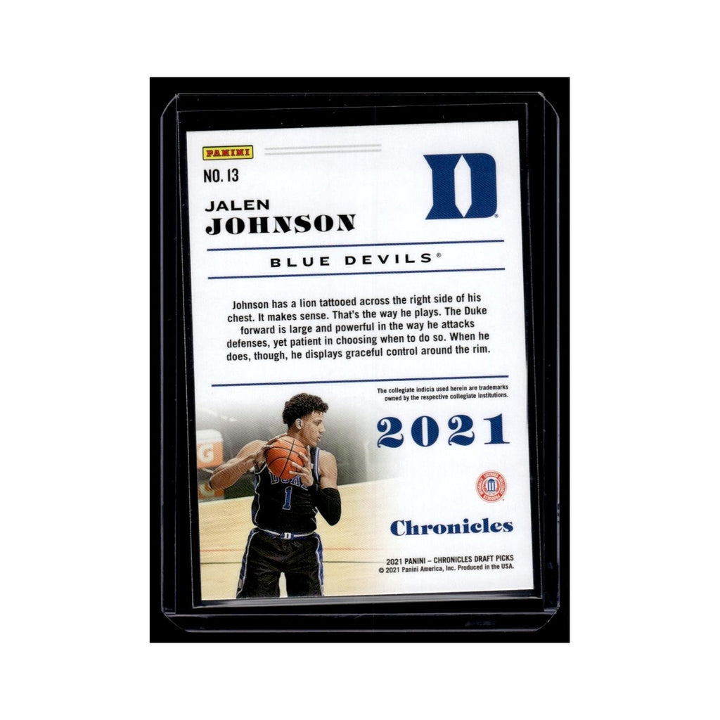 Jalen Johnson Rookie 2021 Panini Chronicles Draft Picks #13 Duke Blue Devils NM