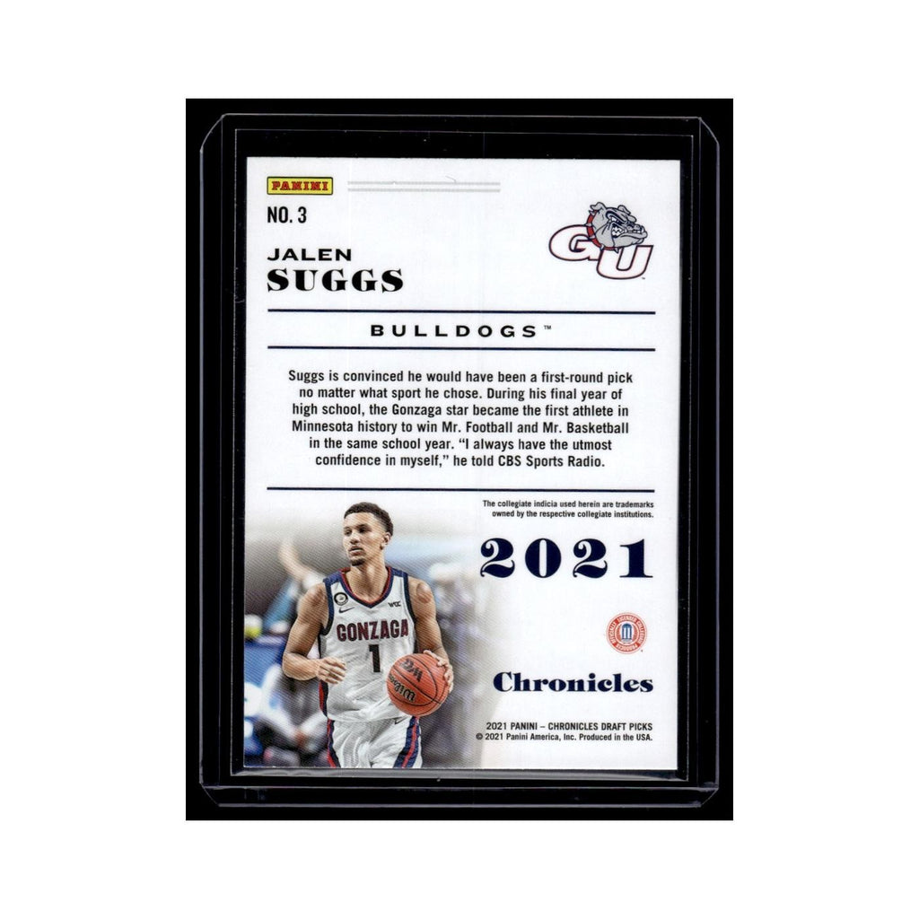 Jalen Suggs Rookie 2021 Panini Chronicles Draft Picks #3 Gonzaga Bulldogs NM