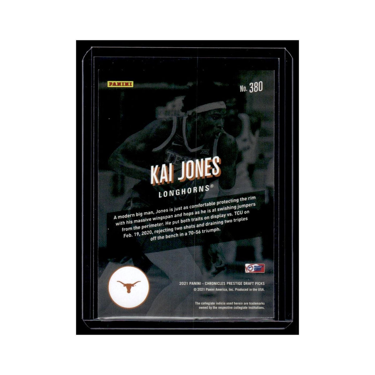Kai Jones Rookie 2021 Panini Chronicles Prestige Draft Picks #380 NM