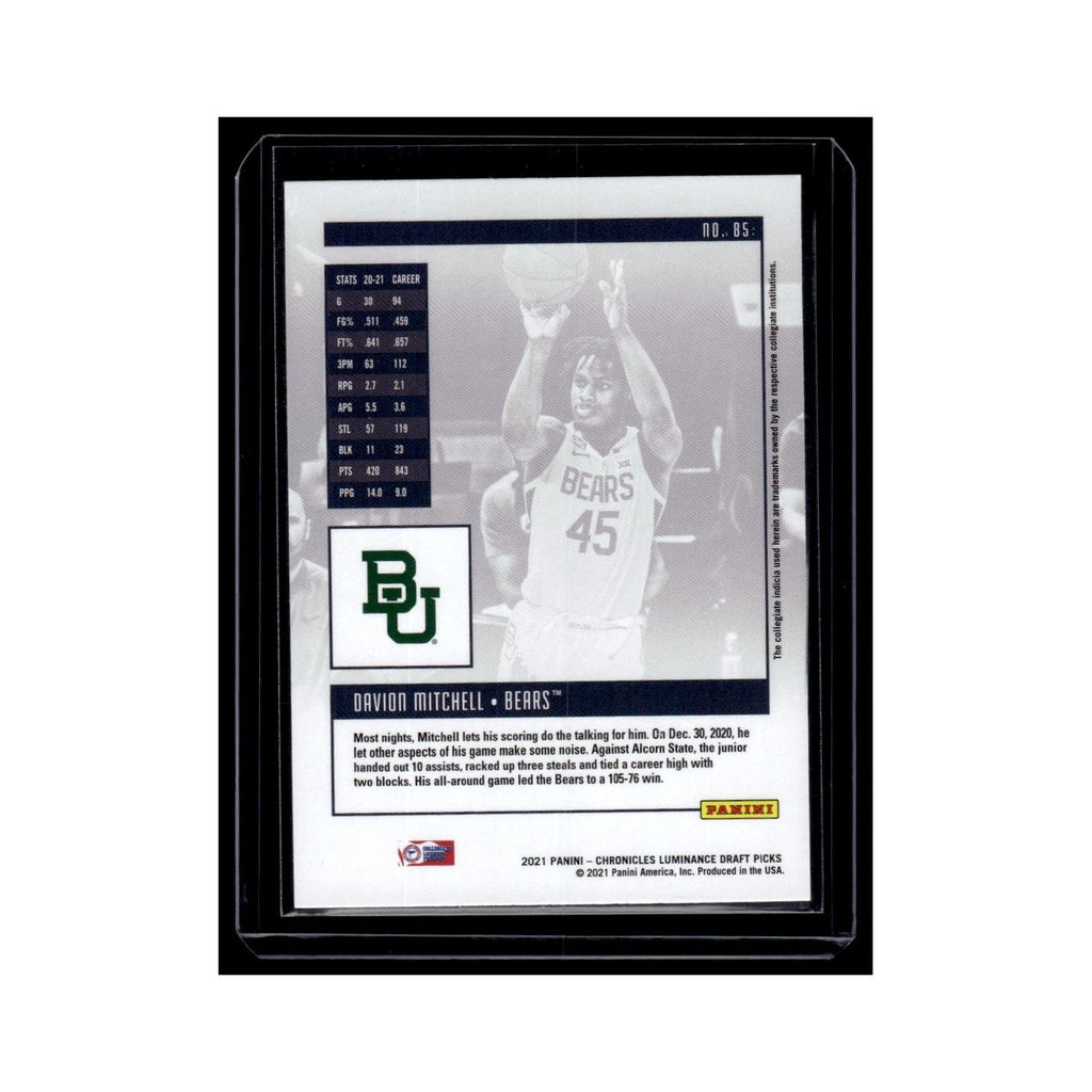 Davion Mitchell Rookie 2021 Panini Chronicles Luminance Draft Picks #85 NM