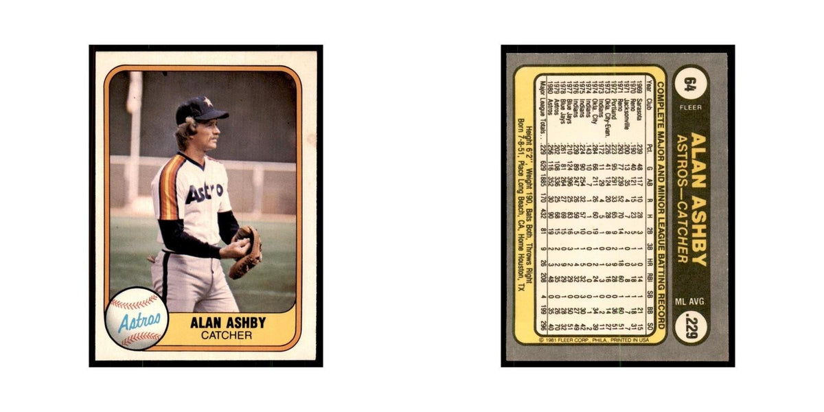1981 Fleer Alan Ashby Baseball Cards #64