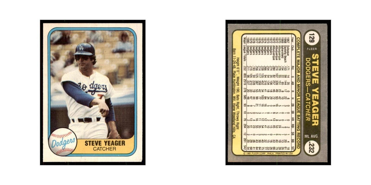 1981 Fleer Steve Yeager Baseball Cards #129