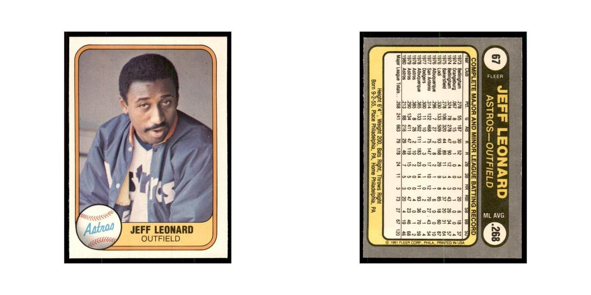 1981 Fleer Jeff Leonard Baseball Cards #67