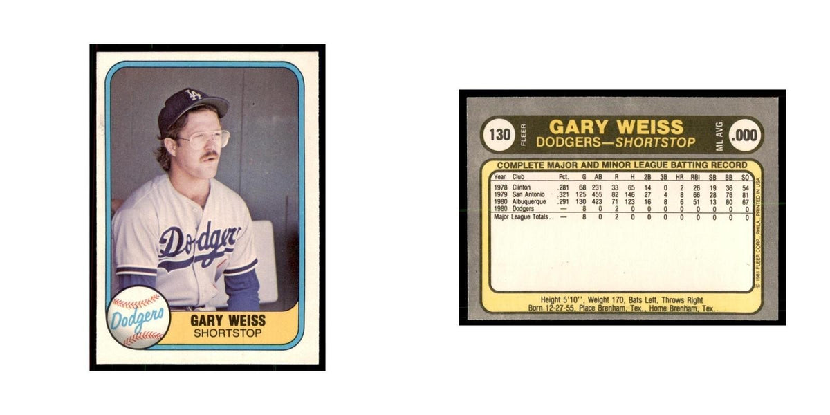 1981 Fleer Gary Weiss Baseball Cards #130